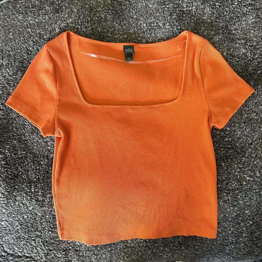 square neck orange shirt